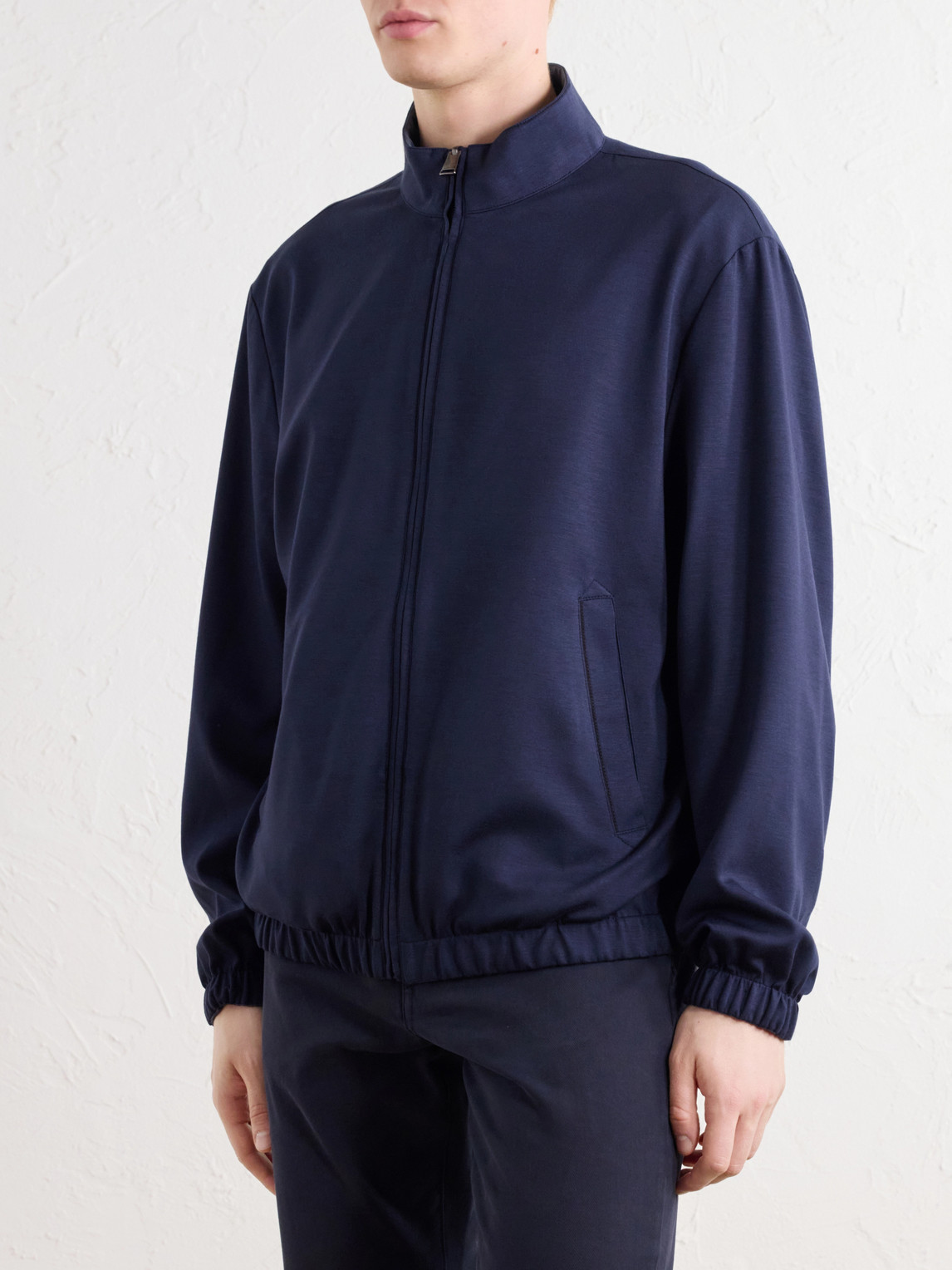 Wool-Jersey Half-Zip Polo Shirt