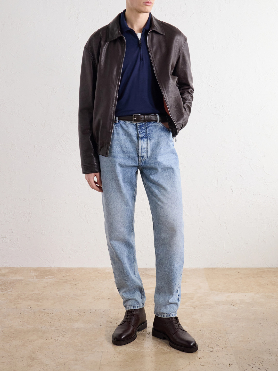 Wool-Jersey Half-Zip Polo Shirt