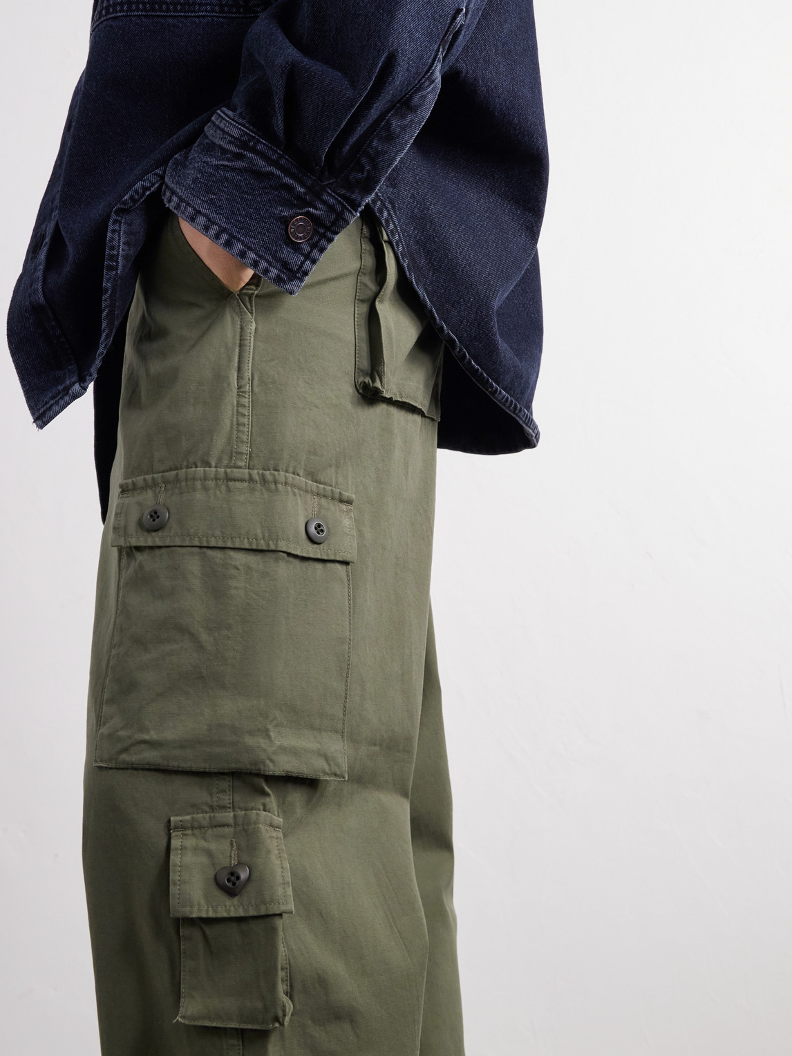 Straight-Leg Logo-Appliquéd Cotton Cargo Trousers
