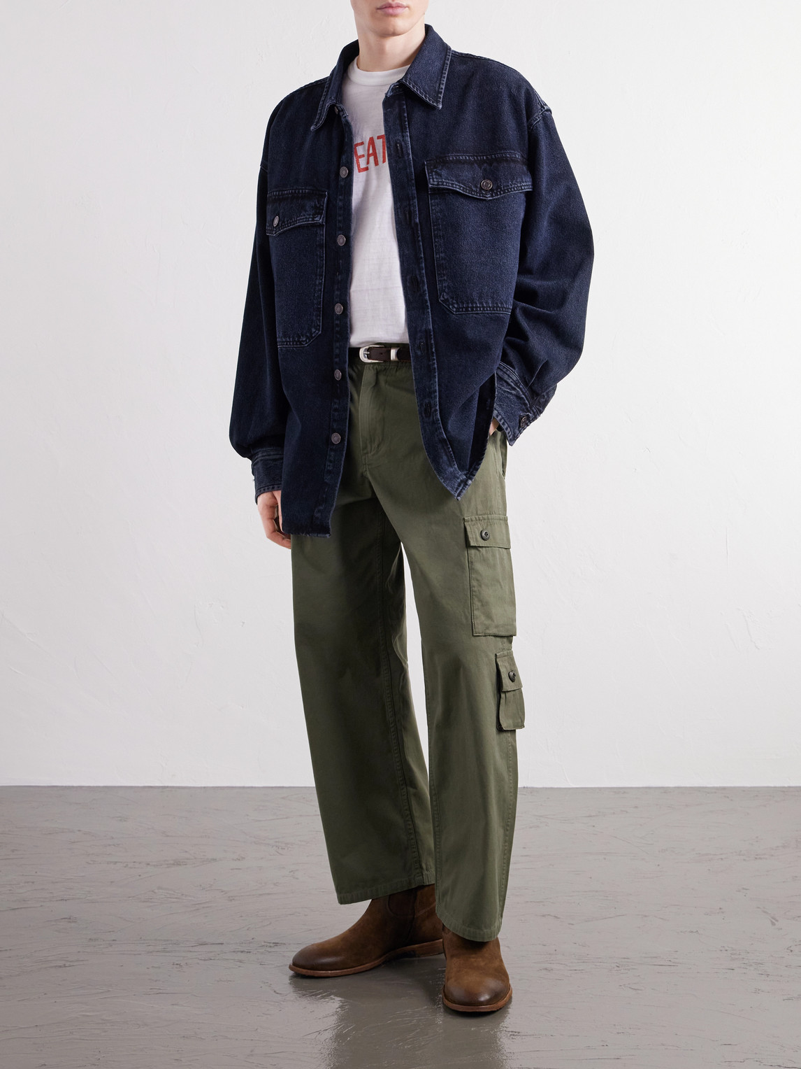 Straight-Leg Logo-Appliquéd Cotton Cargo Trousers