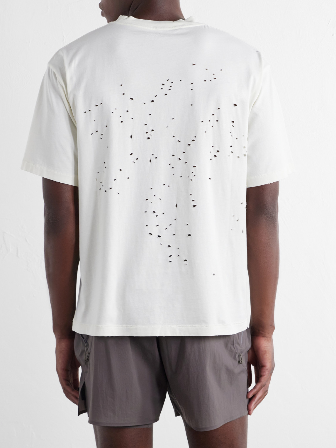 Logo-Print Distressed Mothtech™ Cotton-Jersey T-Shirt
