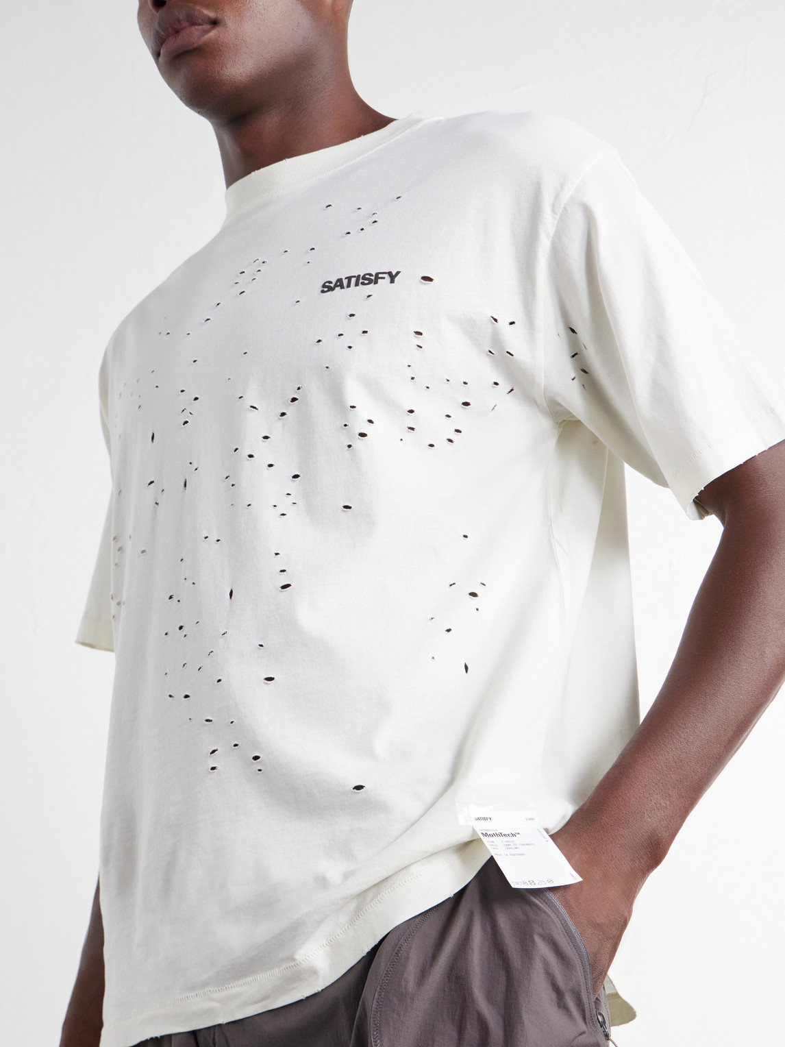 Logo-Print Distressed Mothtech™ Cotton-Jersey T-Shirt