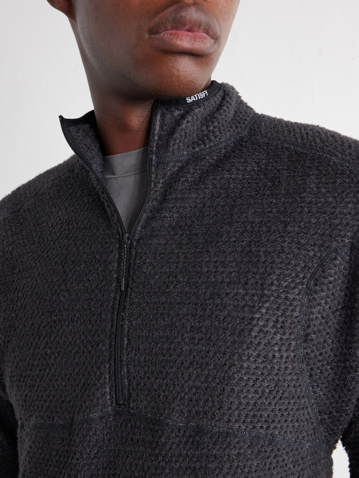 Logo-Print Fuzzfleece™ Half‑Zip Running Top