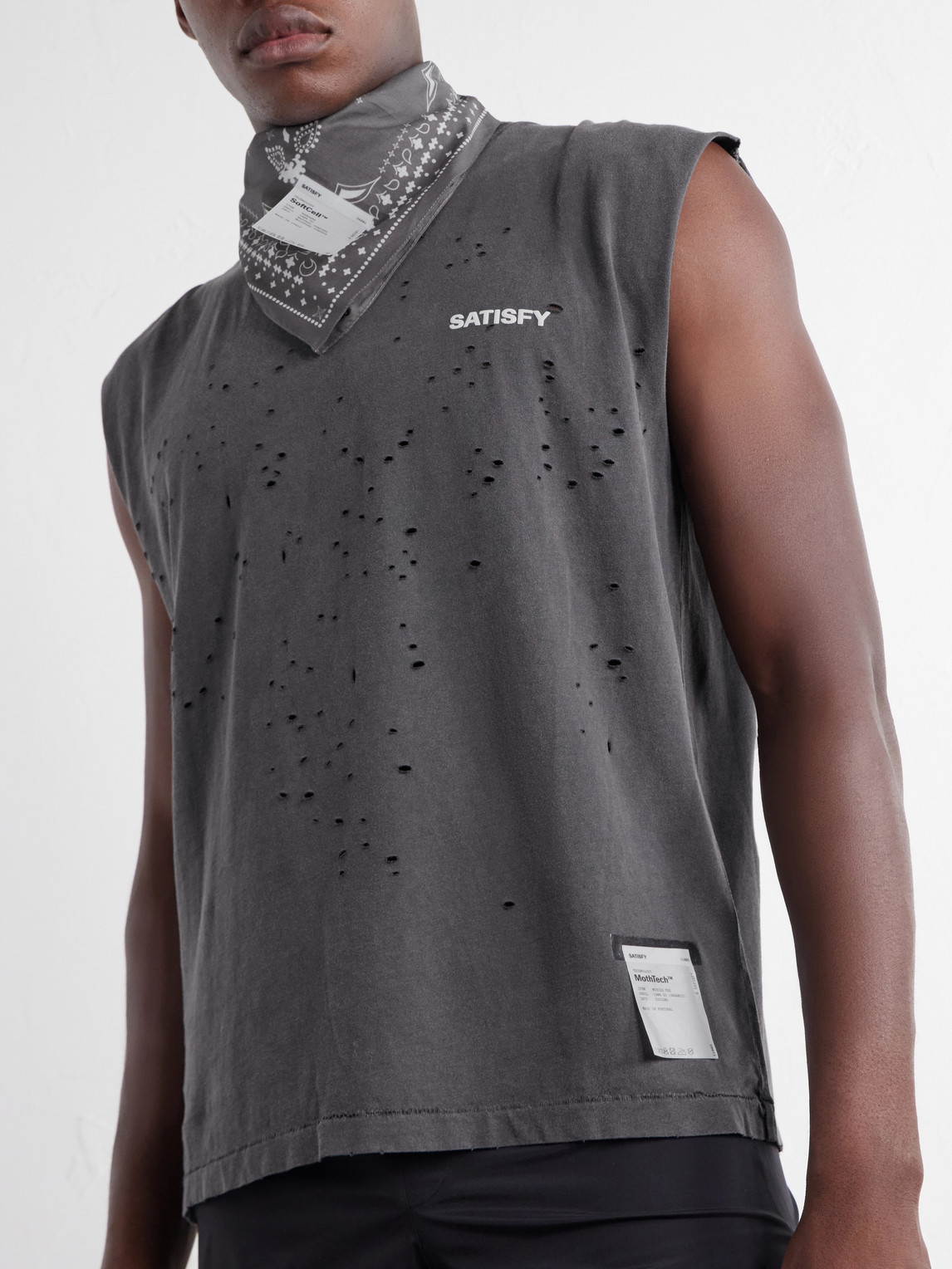 Distressed Logo-Print Mothtech™ Organic Cotton-Jersey Tank Top