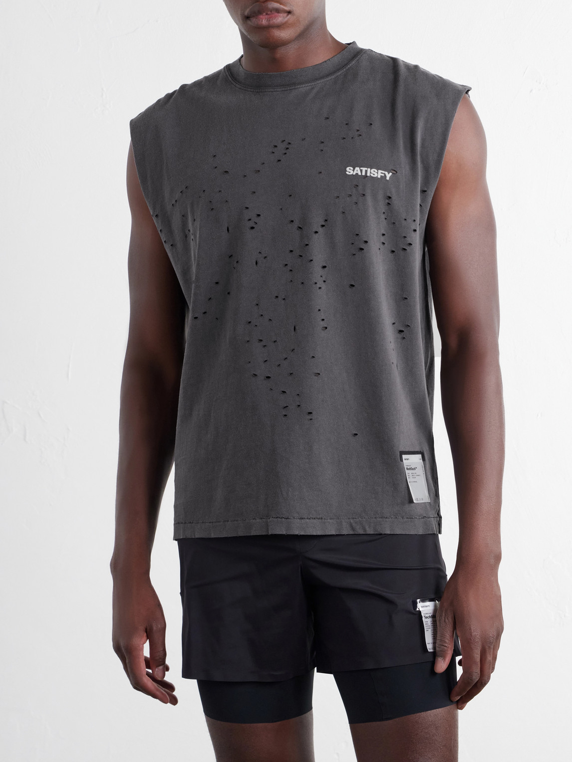 Distressed Logo-Print Mothtech™ Organic Cotton-Jersey Tank Top