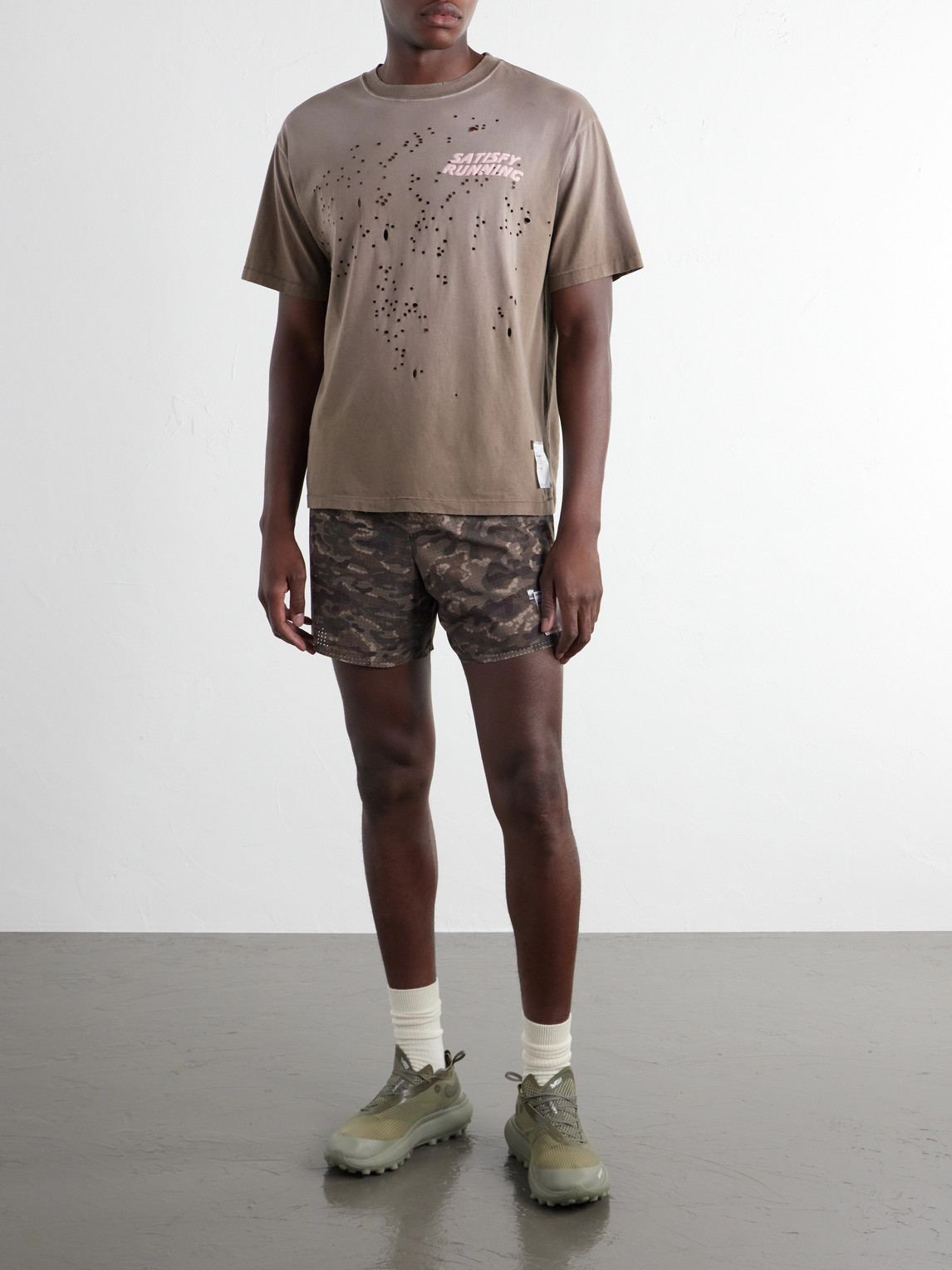 Logo-Print Distressed Mothtech™ Cotton-Jersey T-Shirt