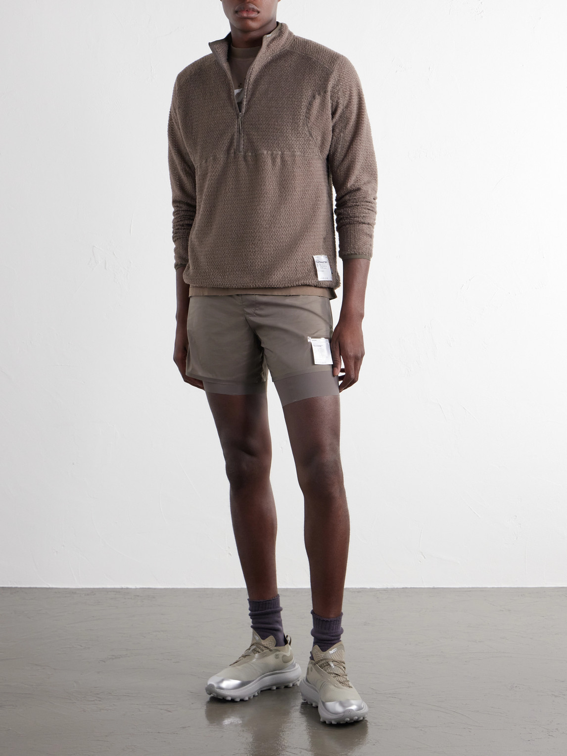 Logo-Print Fuzzfleece™ Half‑Zip Running Top