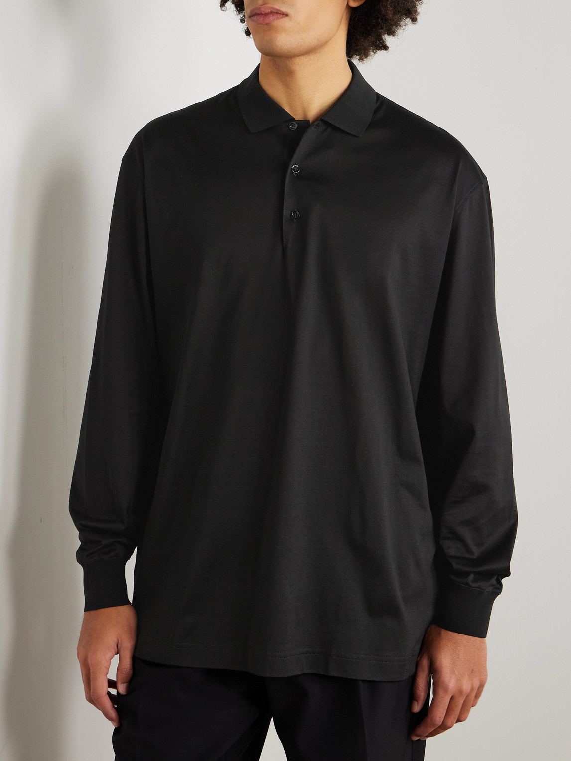 Cotton-Sateen Polo Shirt