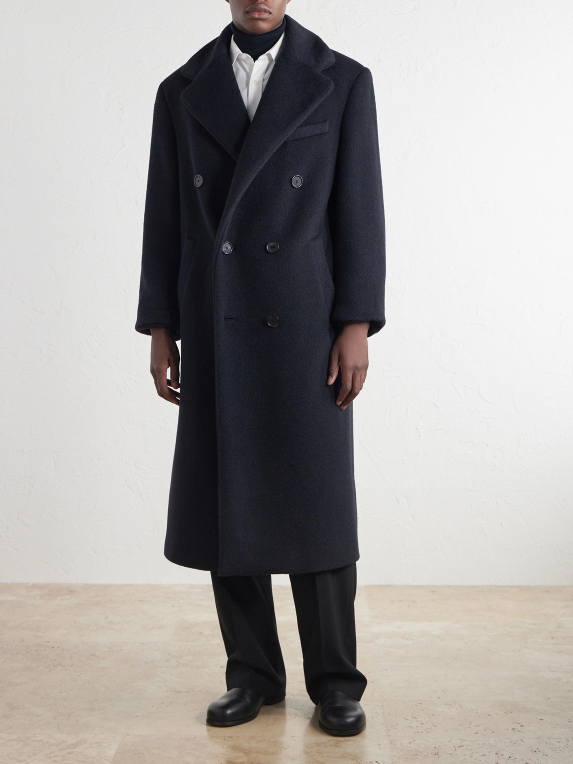 Double-Breasted Wool And Lama-Blend Coat