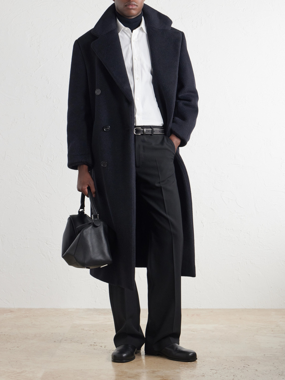 Double-Breasted Wool And Lama-Blend Coat