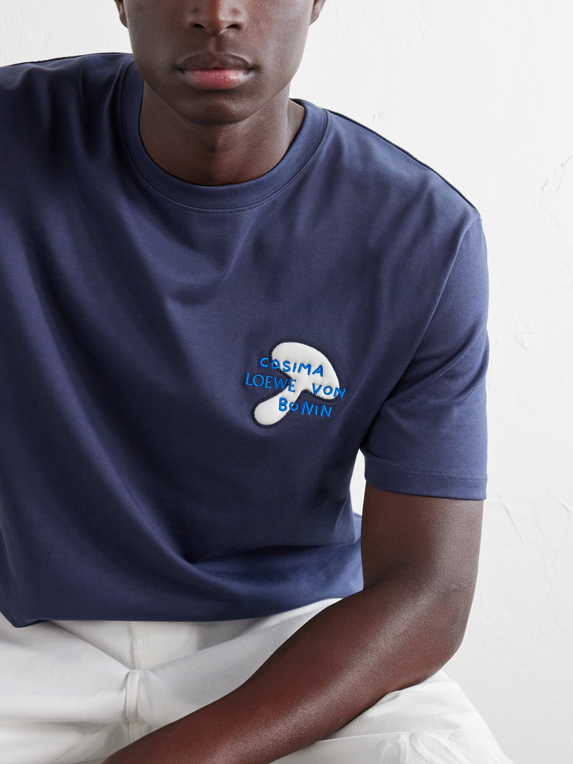 Embroidered Cotton-Jersey T-Shirt