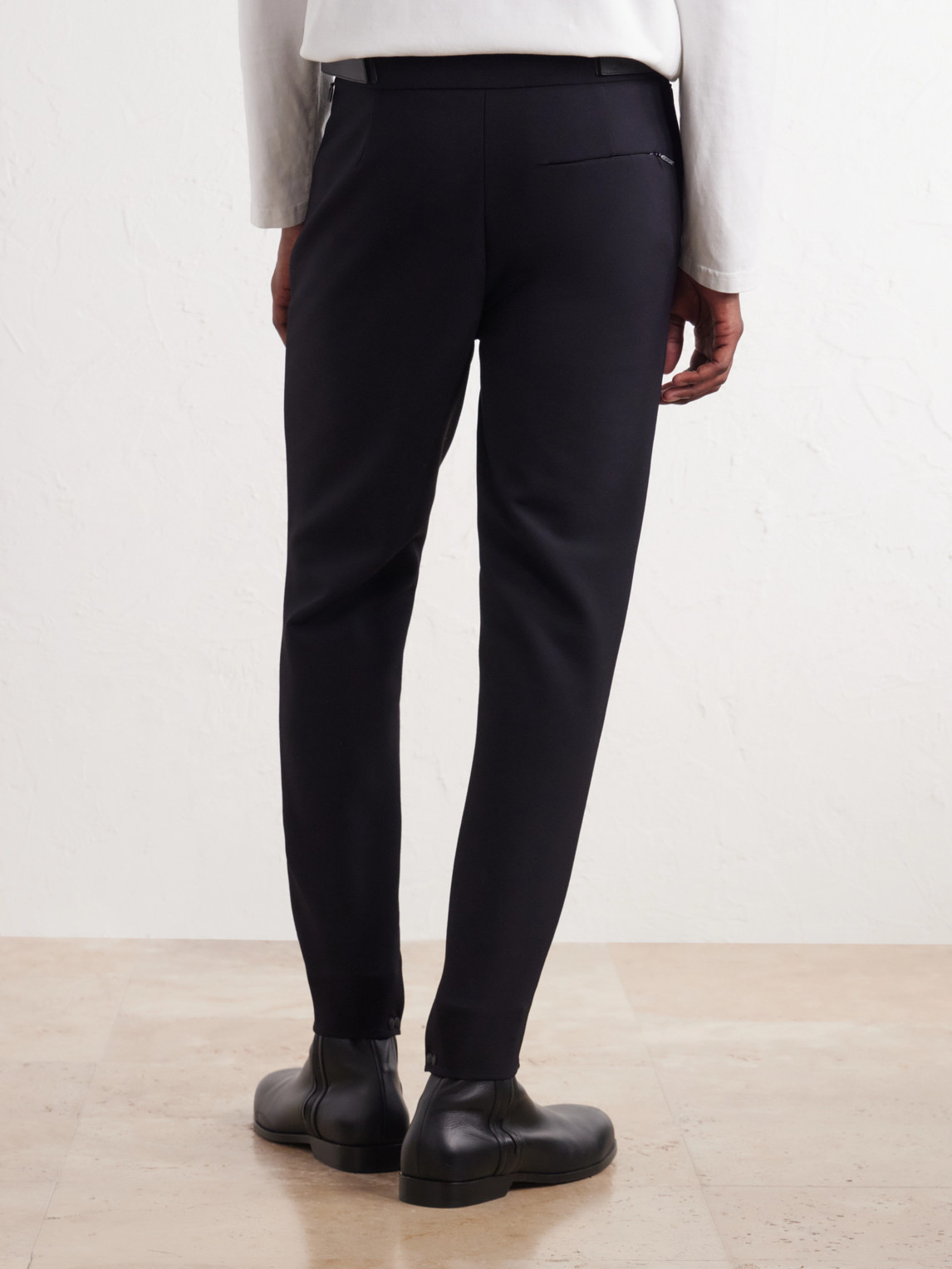 Tapered Leather-Trimmed Wool-Blend Twill Trousers