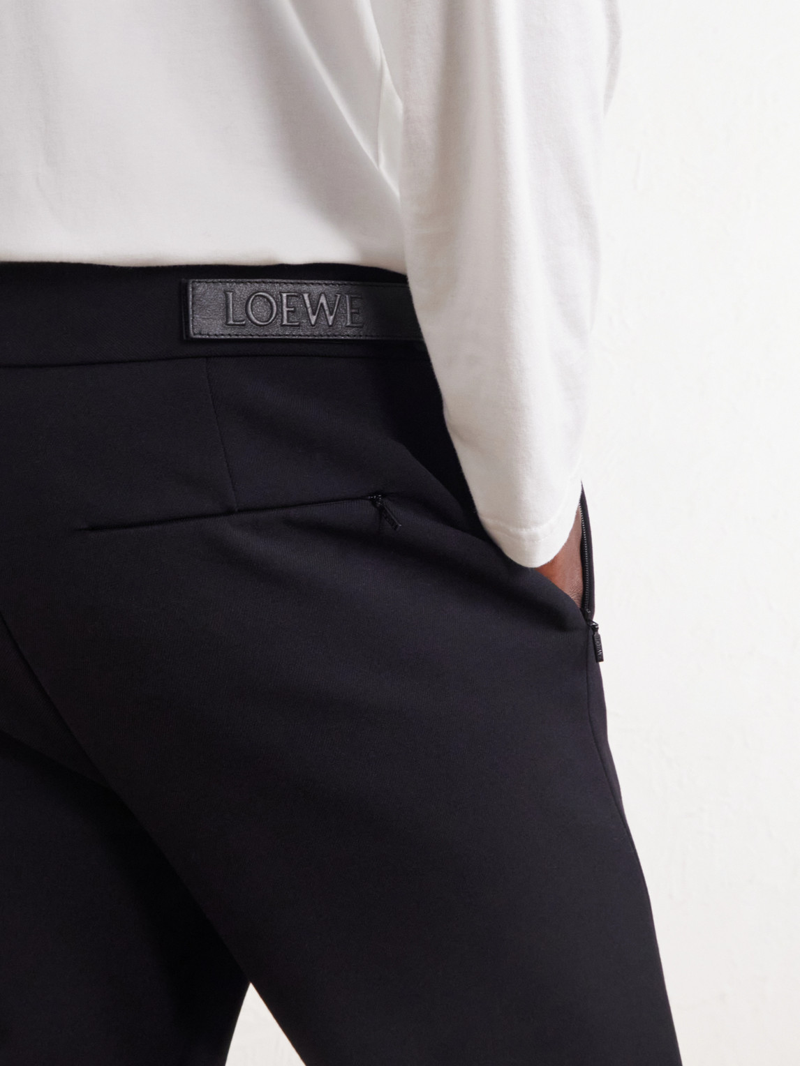 Tapered Leather-Trimmed Wool-Blend Twill Trousers
