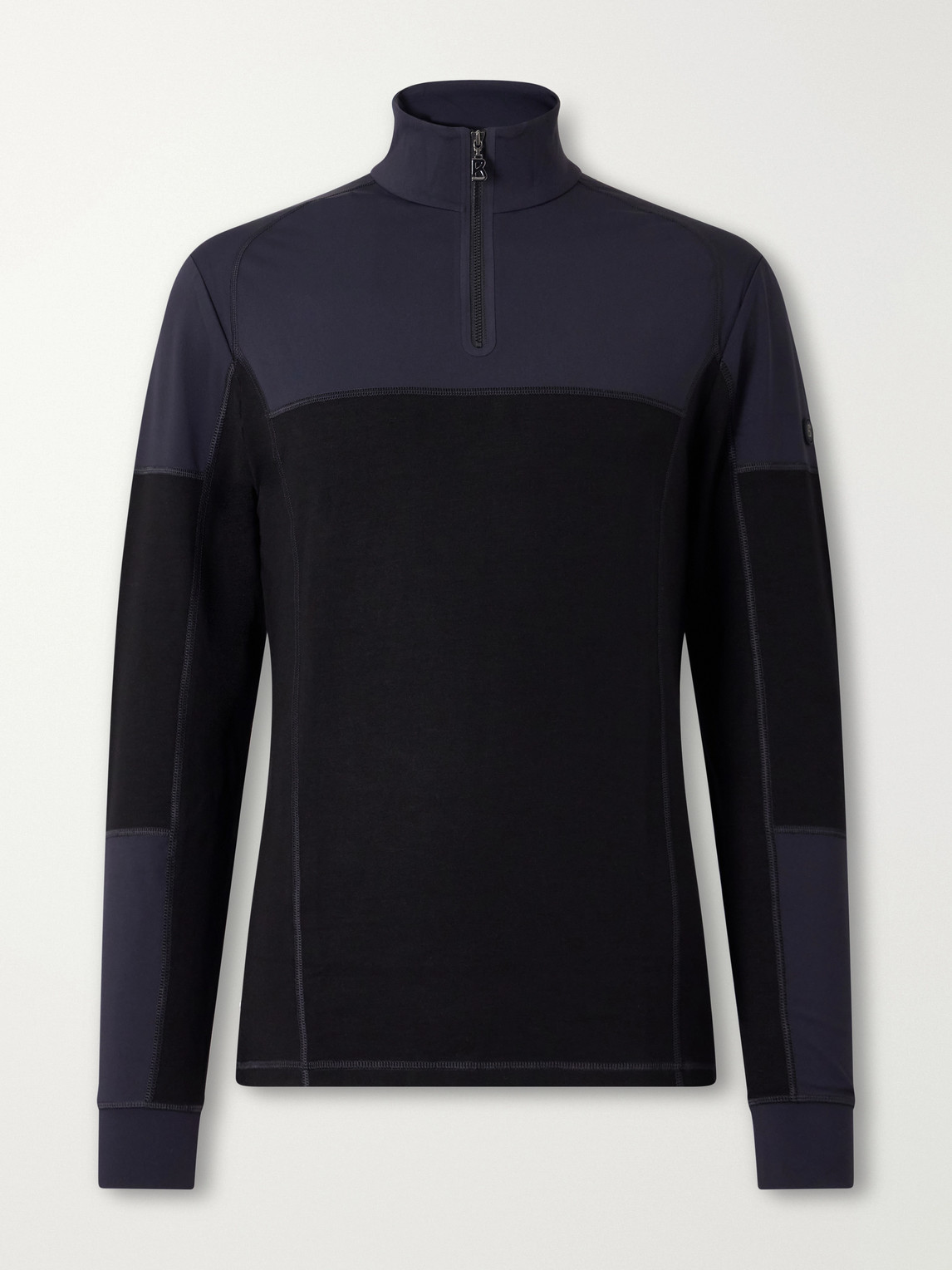 Bogner Marino Panelled Stretch-jersey Half-zip Ski Mid-layer In Black