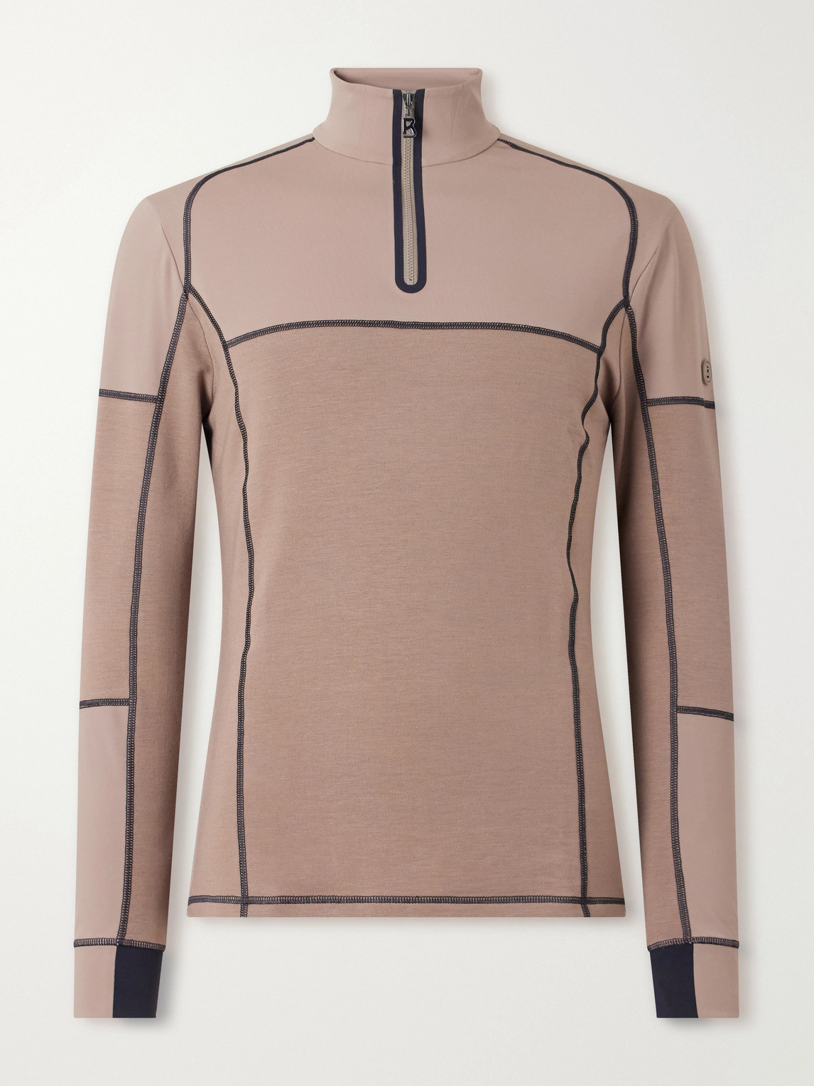 Bogner Marino Panelled Stretch-jersey Half-zip Ski Mid-layer In Brown