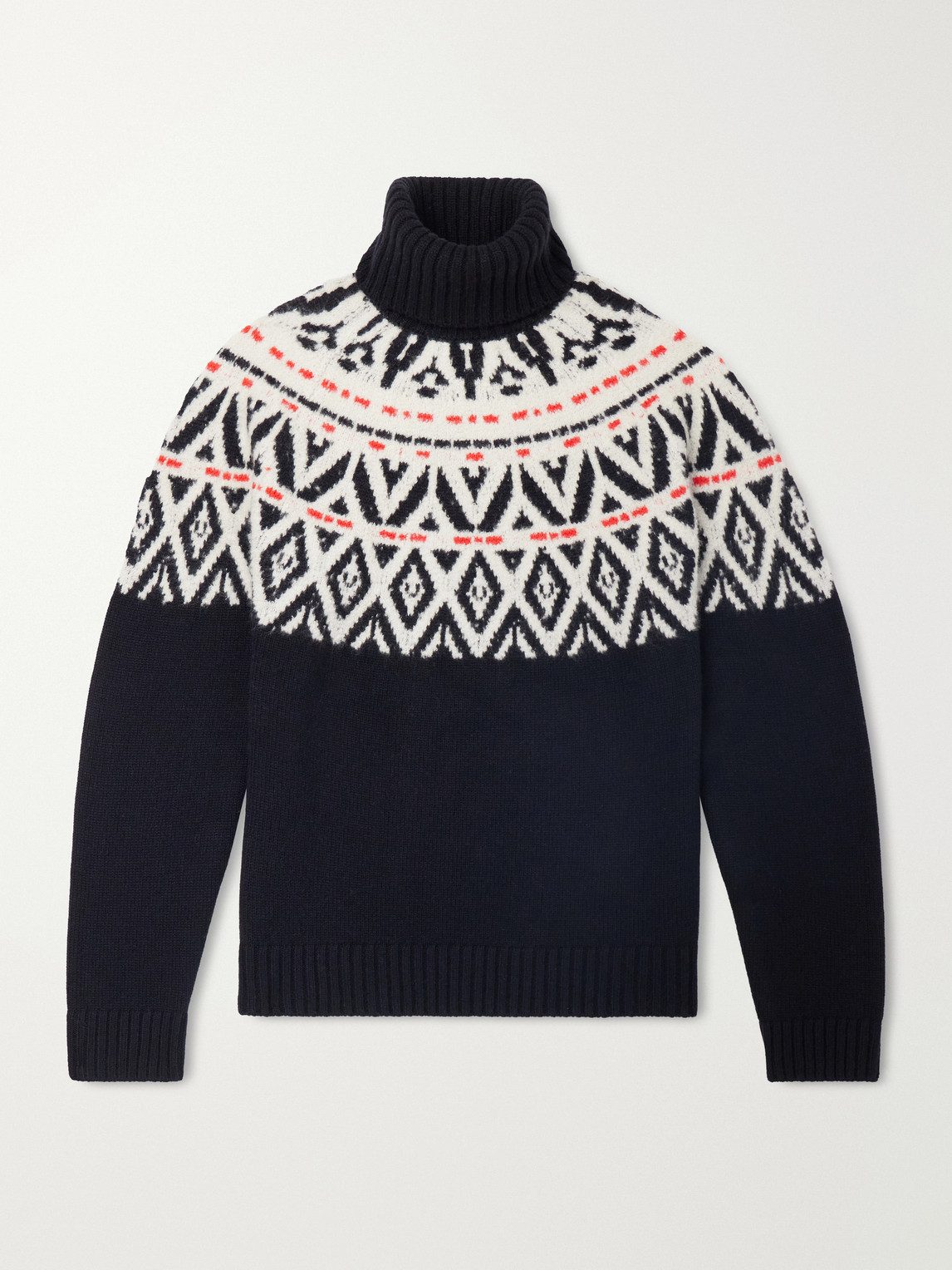 Bogner Roxter Fair Isle Jacquard-knit Cashmere Rollneck Ski Mid-layer In Blue