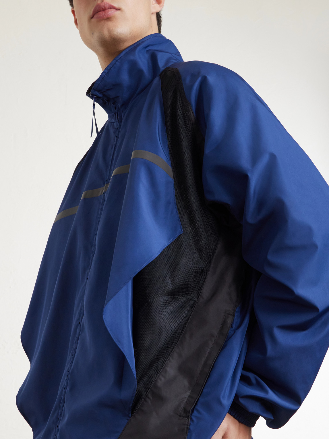 Mesh-Trimmed Shell Jacket