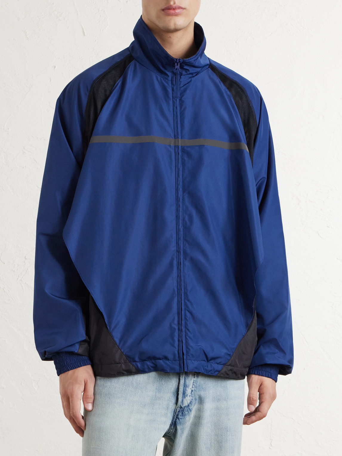 Mesh-Trimmed Shell Jacket