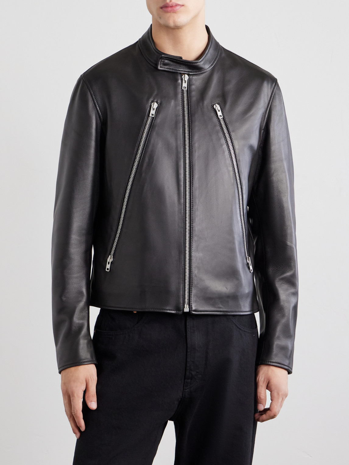 Zip-Detailed Leather
