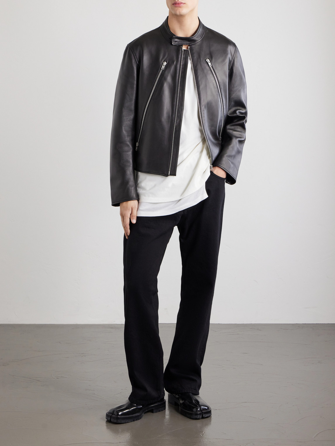 Zip-Detailed Leather