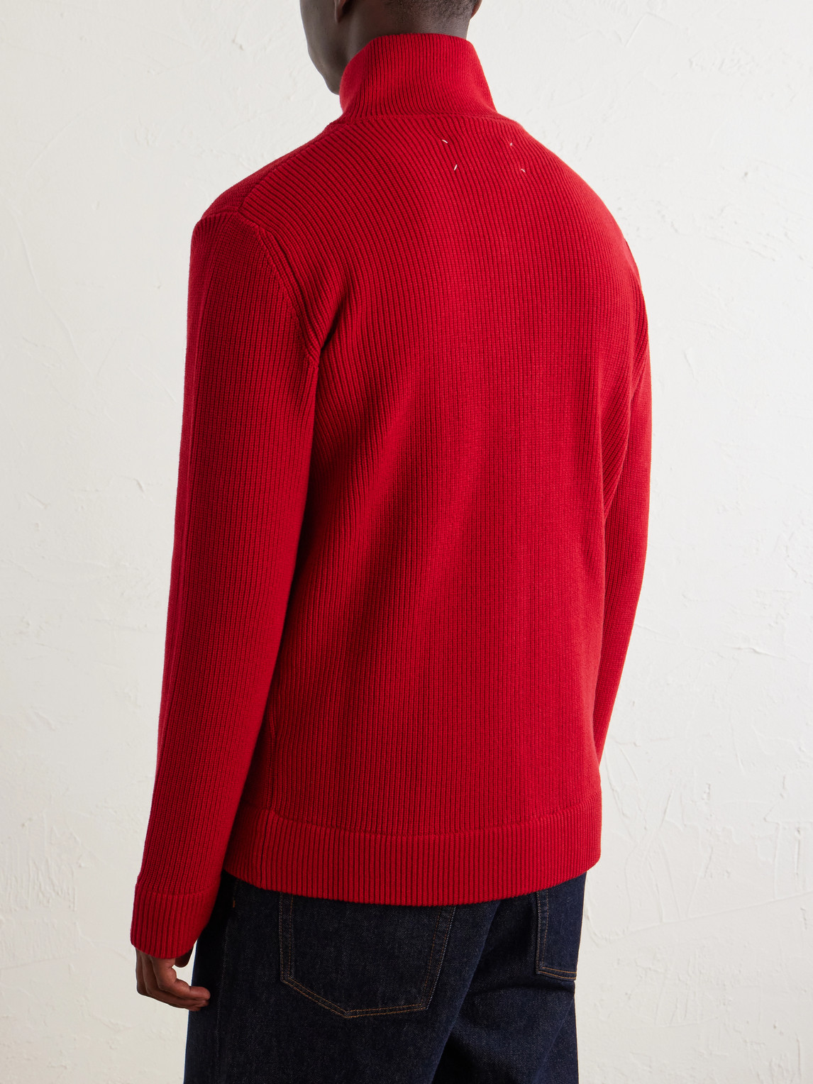 Ribbed Cotton And Wool-Blend Zip-Up Cardigan