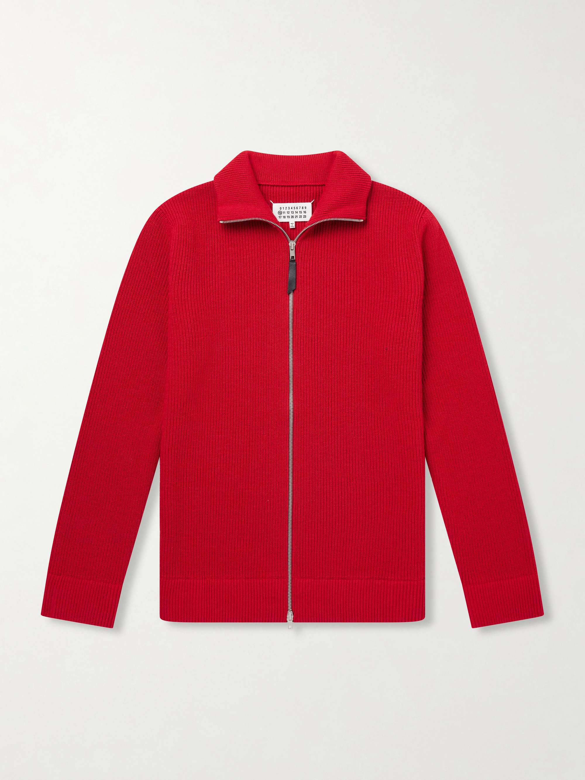 MAISON MARGIELA Ribbed Cotton and Wool-Blend Zip-Up Cardigan