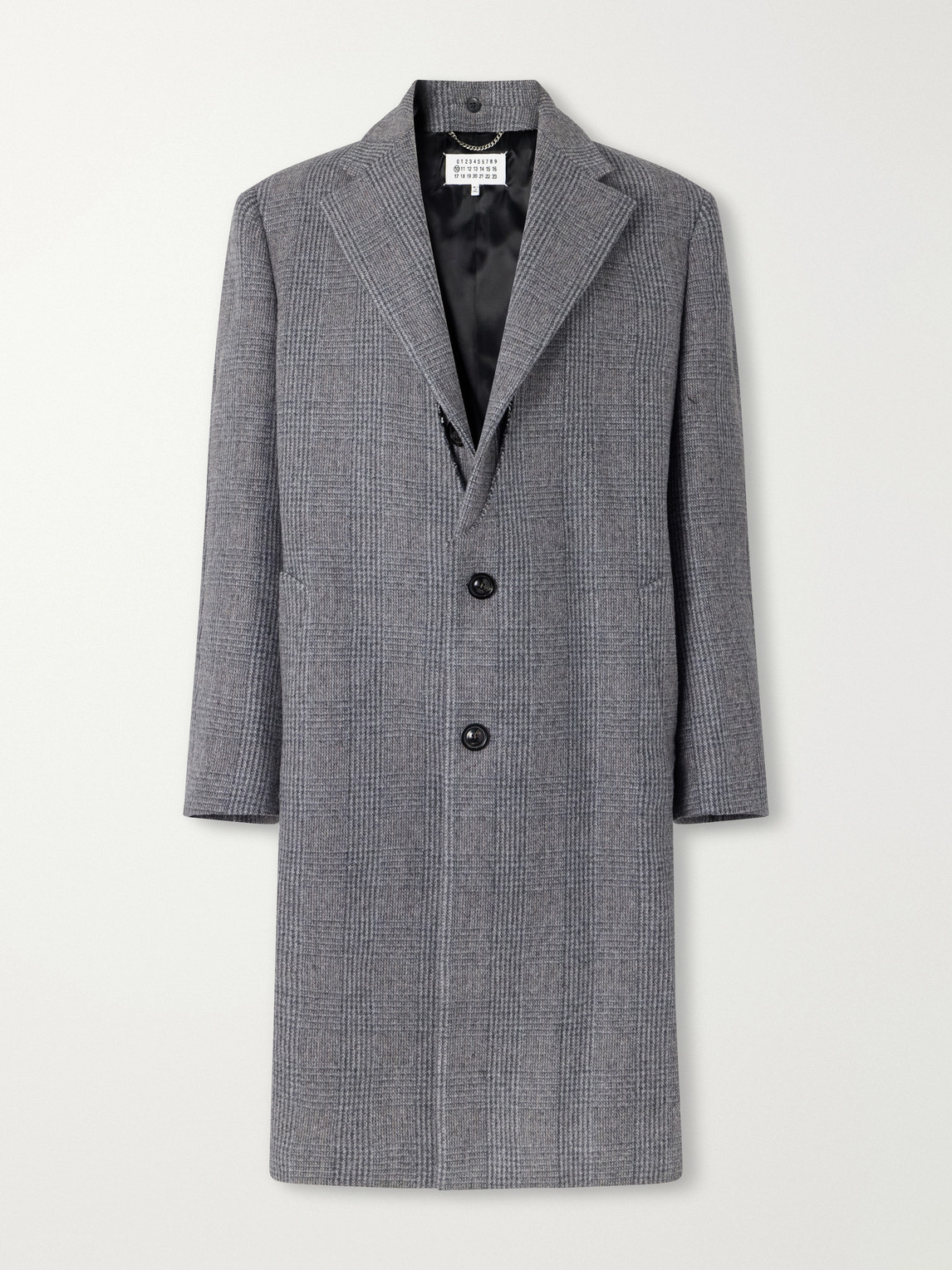 Double-Breasted Prince Of Wales Checked Virgin Wool Coat