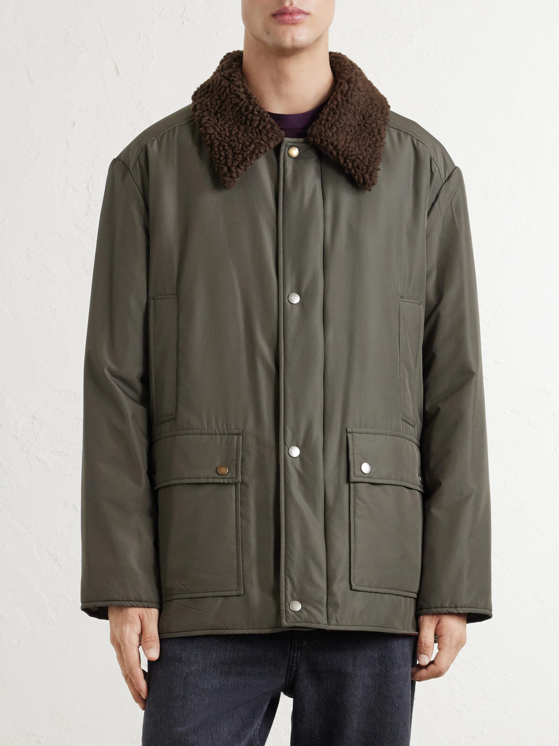 Hunting Plush-Trimmed Shell Jacket