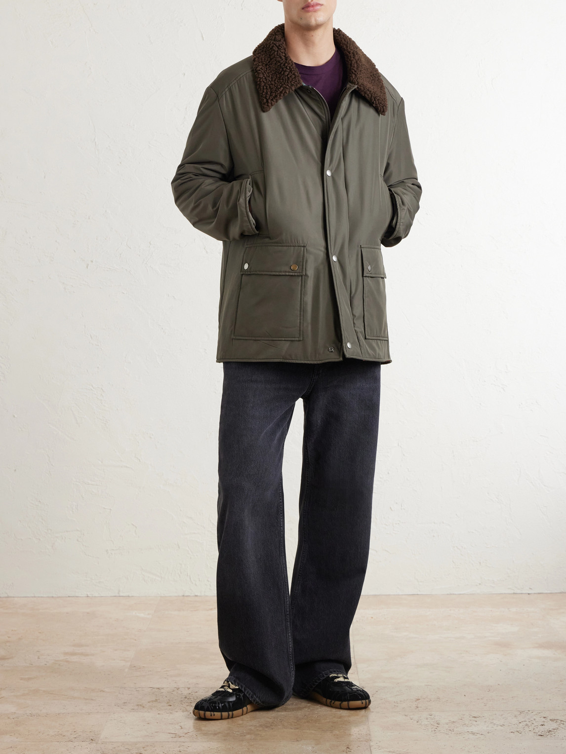 Hunting Plush-Trimmed Shell Jacket