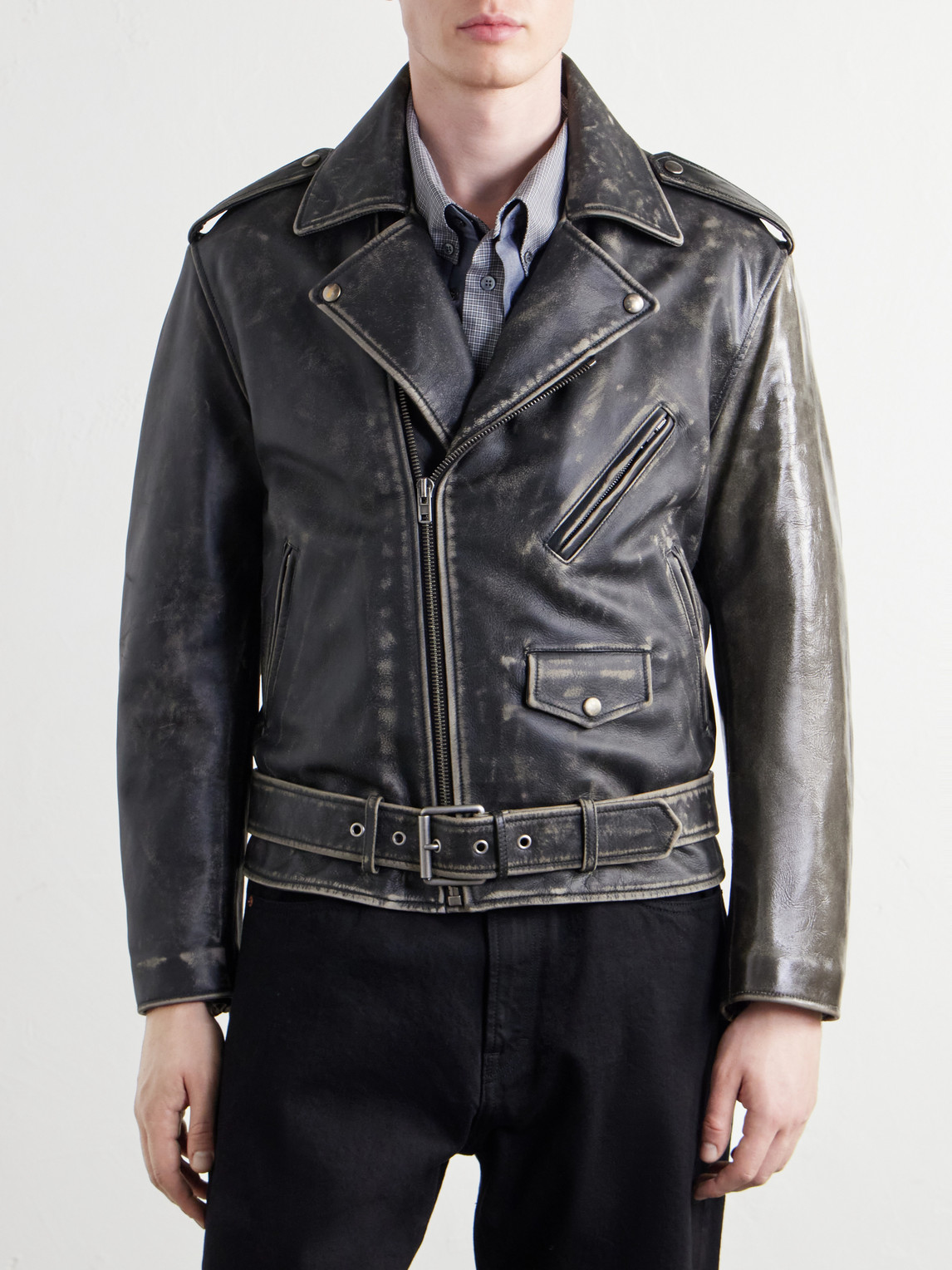 Belted Distressed Leather