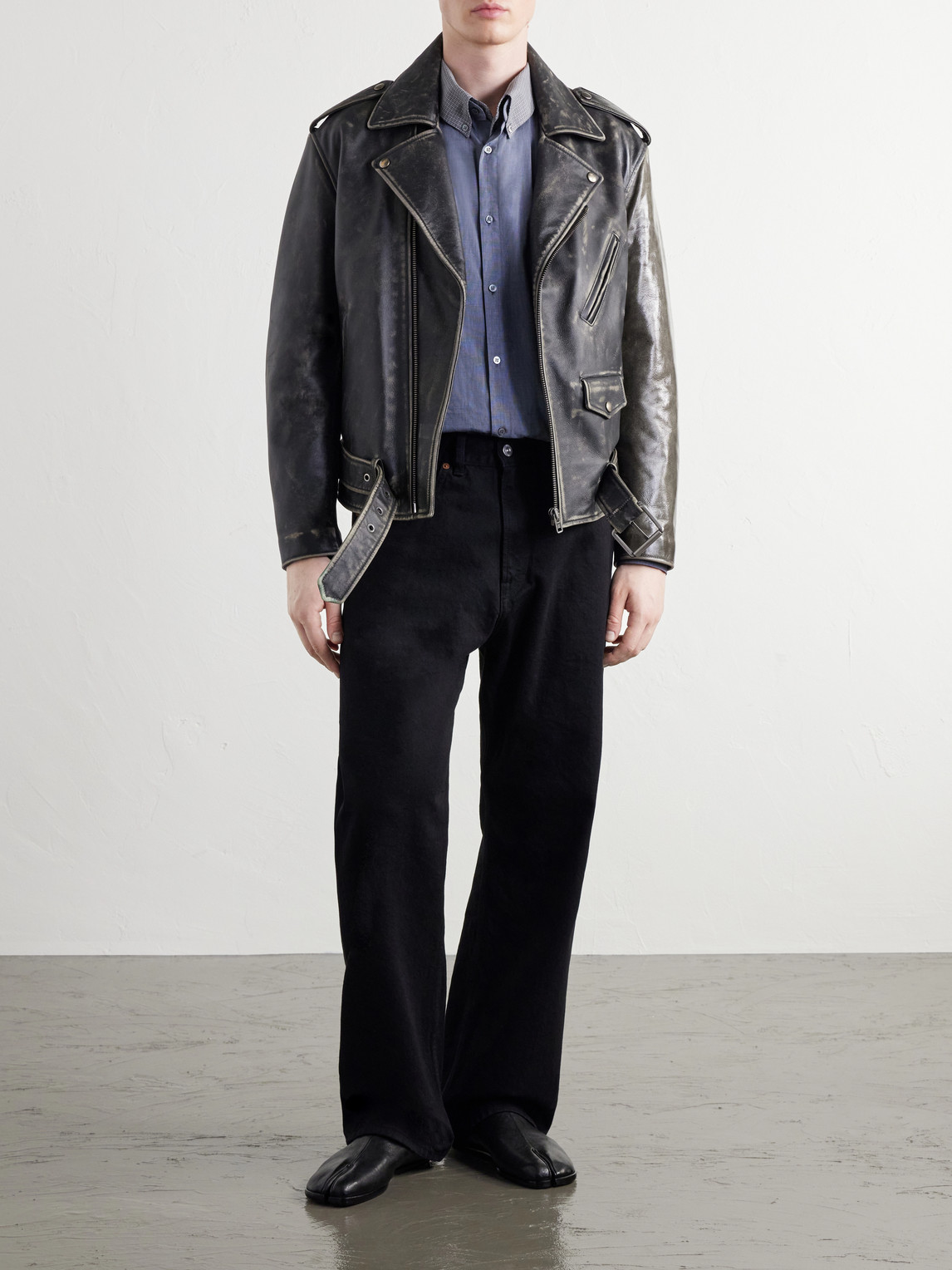 Belted Distressed Leather