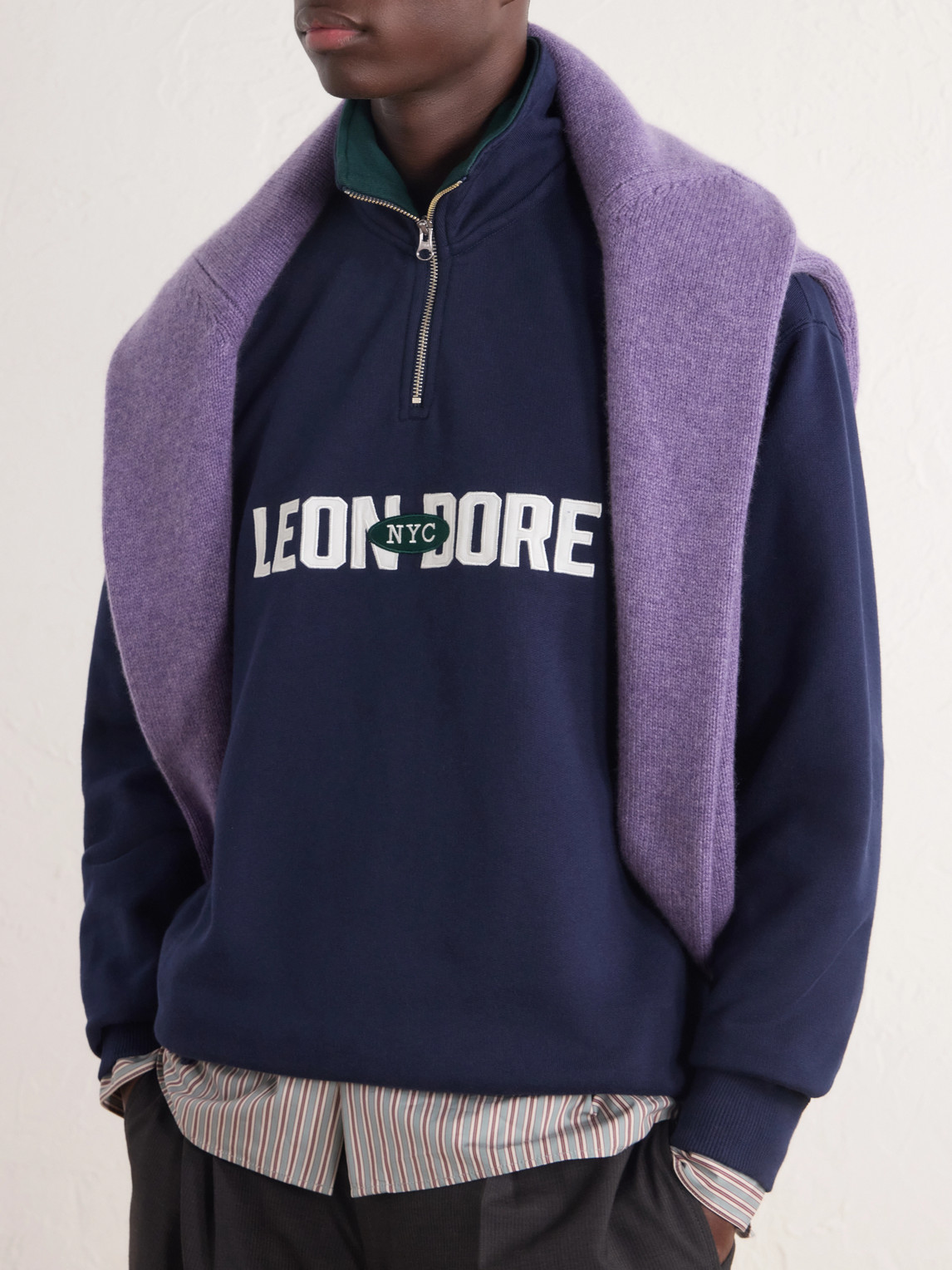 Aimé Leon Dore - Logo-Appliquéd Cotton Half-Zip Sweatshirt
