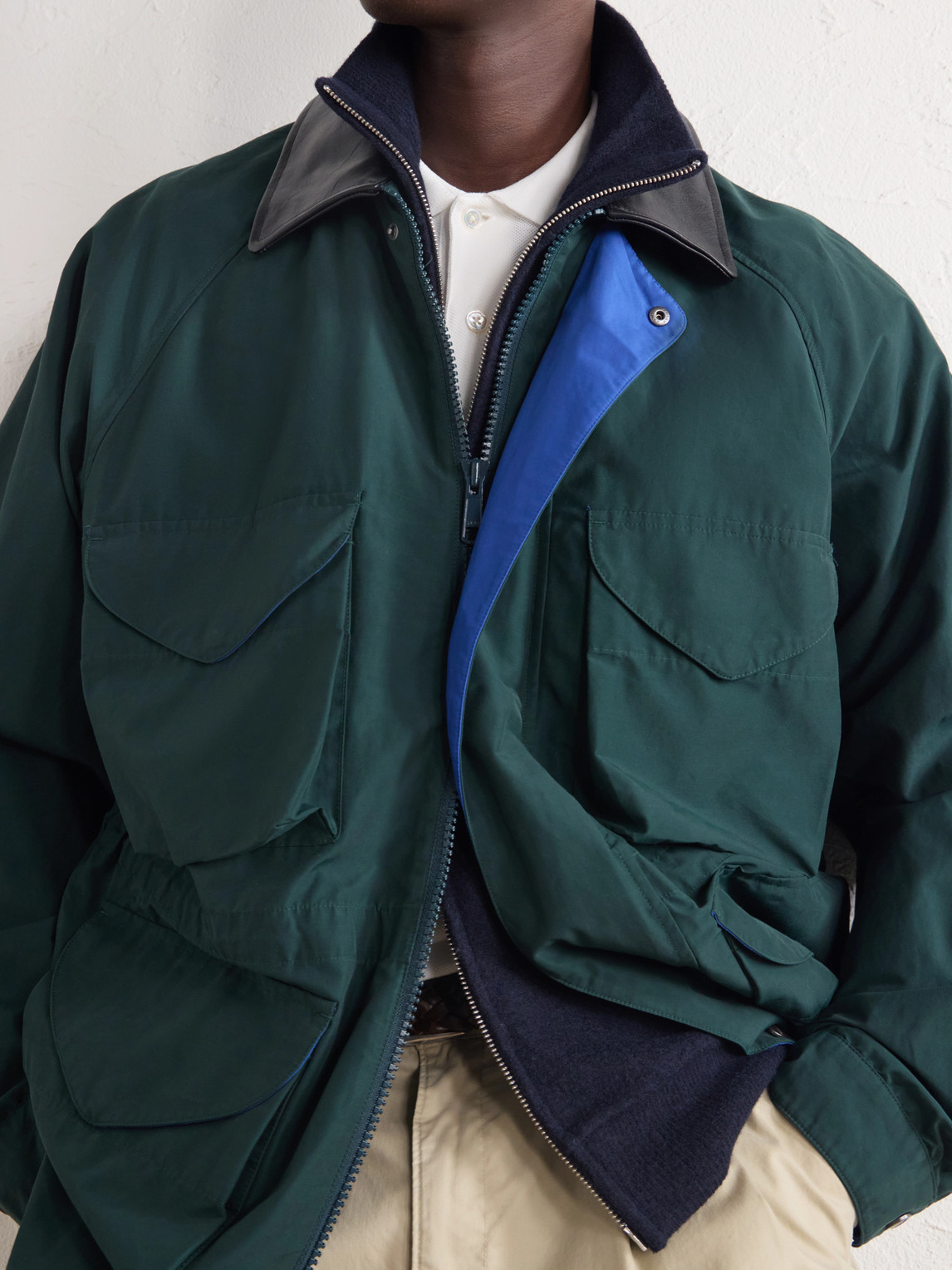 Aimé Leon Dore - Leather-Trimmed Cotton-Blend Jacket