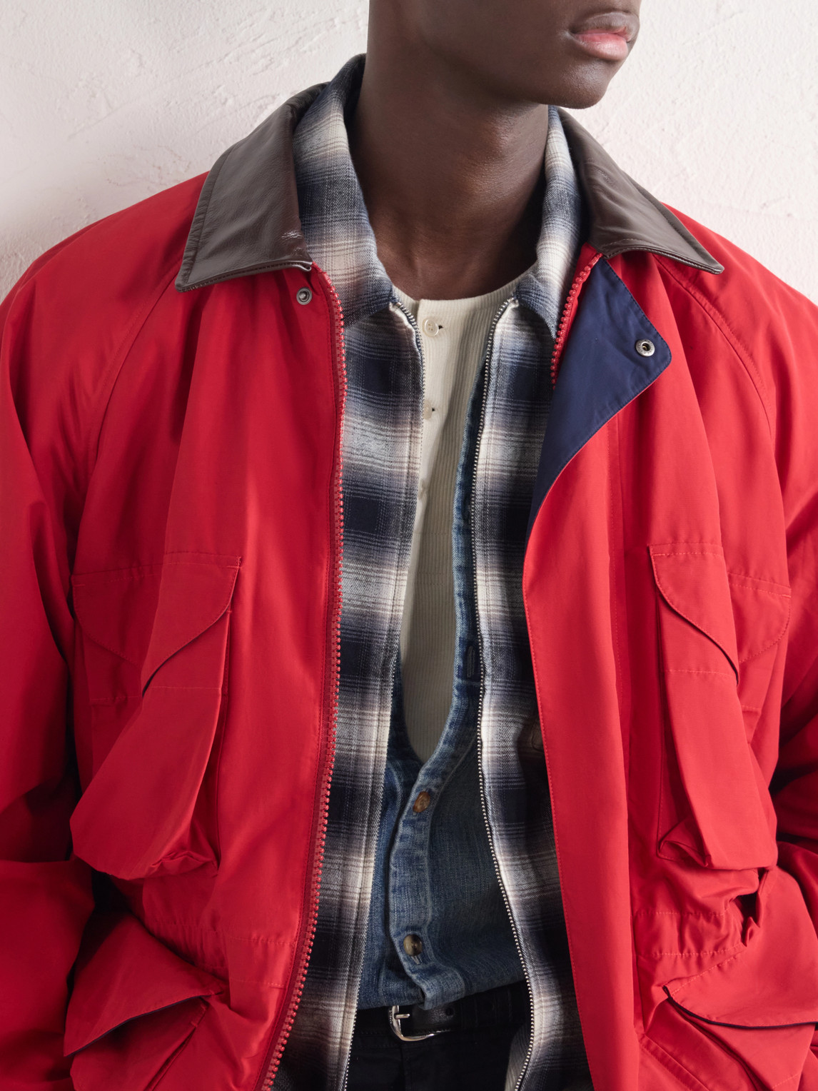 Aimé Leon Dore - Leather-Trimmed Cotton-Blend Jacket