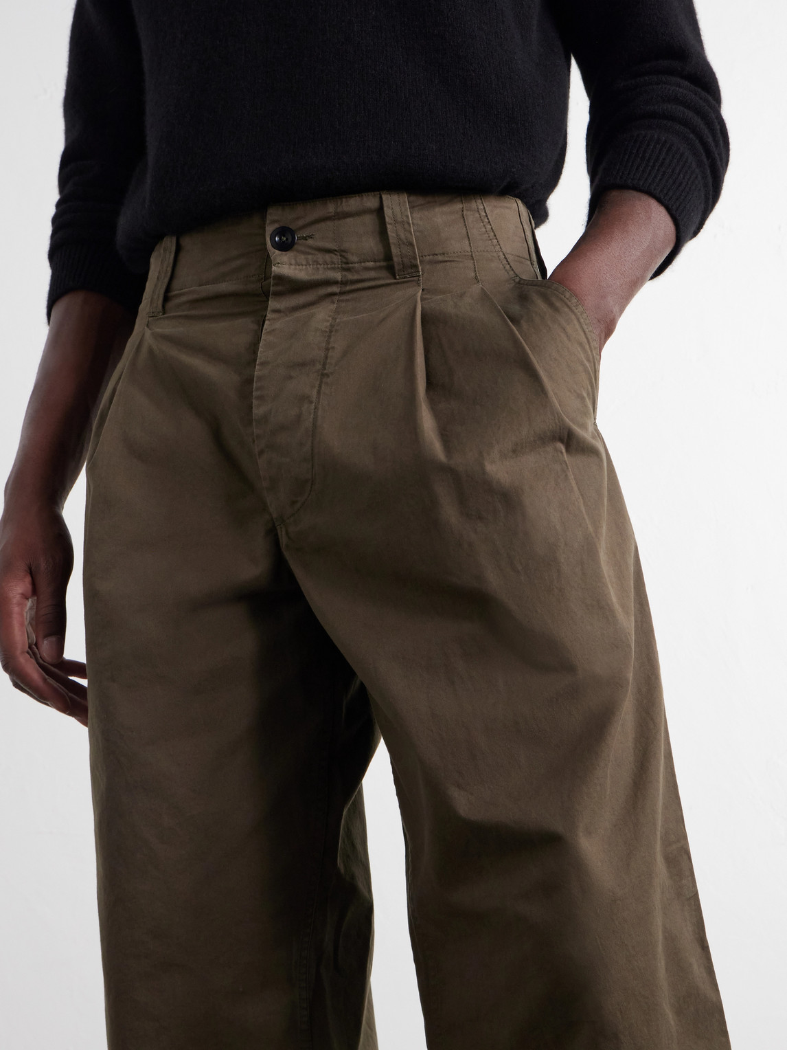 Mhl. Straight-Leg Pleated Cotton Trousers