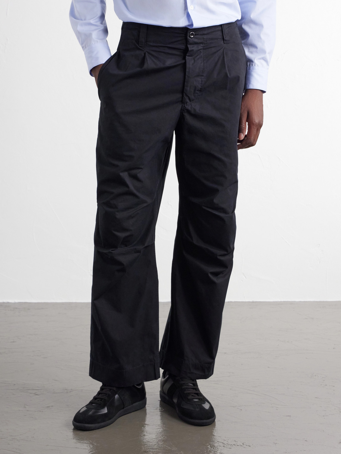 Mhl. Wide-Leg Pleated Cotton-Poplin Trousers