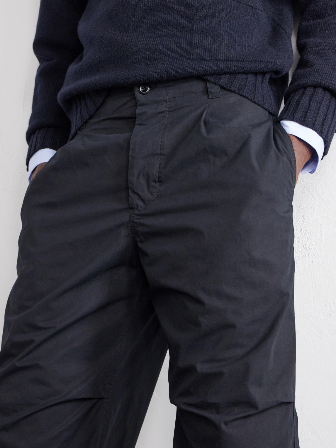 Mhl. Wide-Leg Pleated Cotton-Poplin Trousers