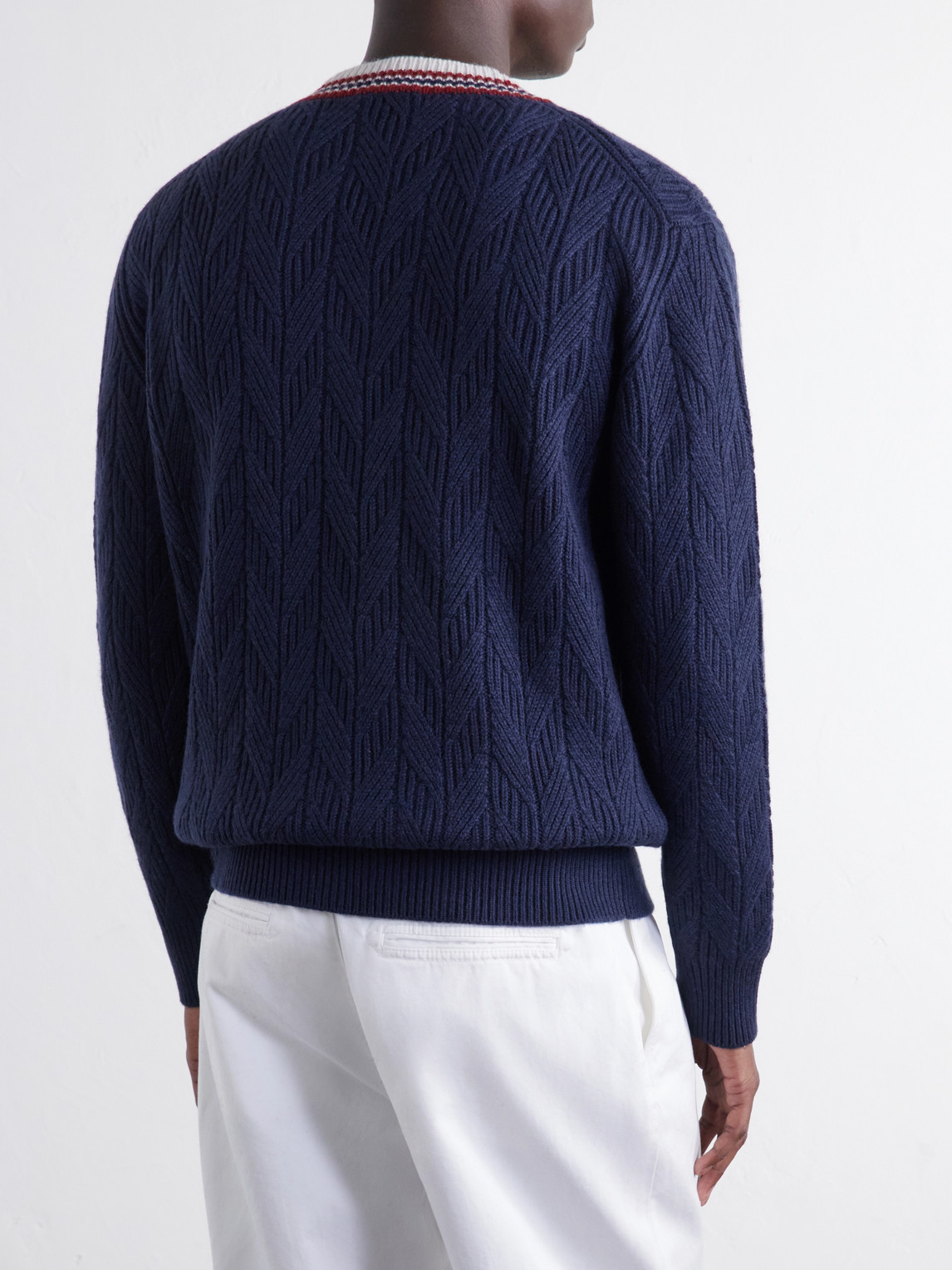 Herringbone Wool And Cashmere-Blend Sweater