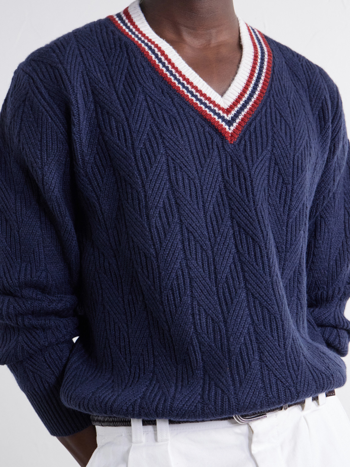 Herringbone Wool And Cashmere-Blend Sweater