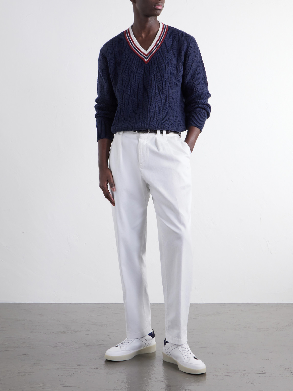 Herringbone Wool And Cashmere-Blend Sweater