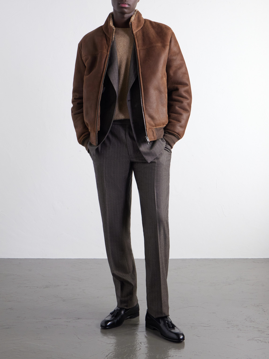 Shearling-Lined Full-Grain Leather