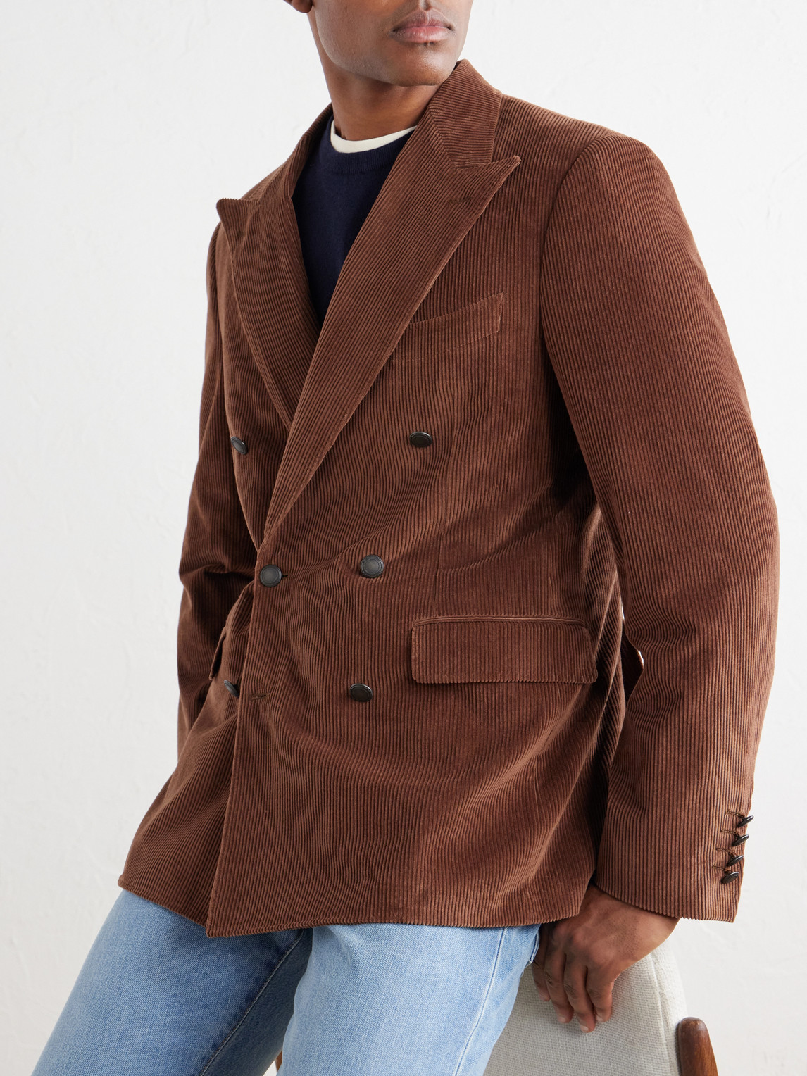 Capri Double-Breasted Cotton-Corduroy Blazer