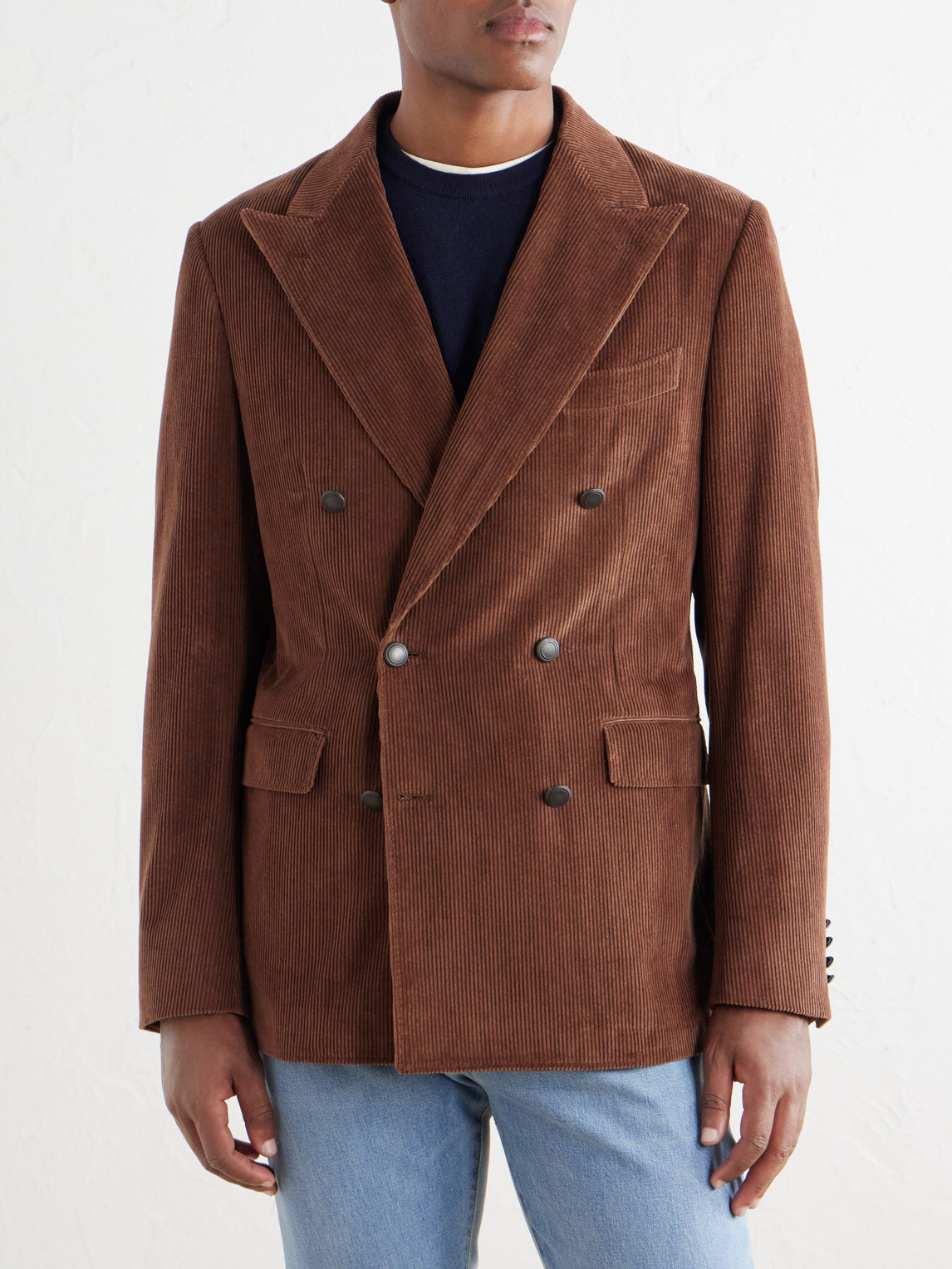 Capri Double-Breasted Cotton-Corduroy Blazer