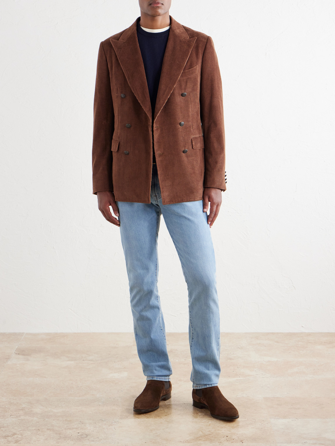 Capri Double-Breasted Cotton-Corduroy Blazer