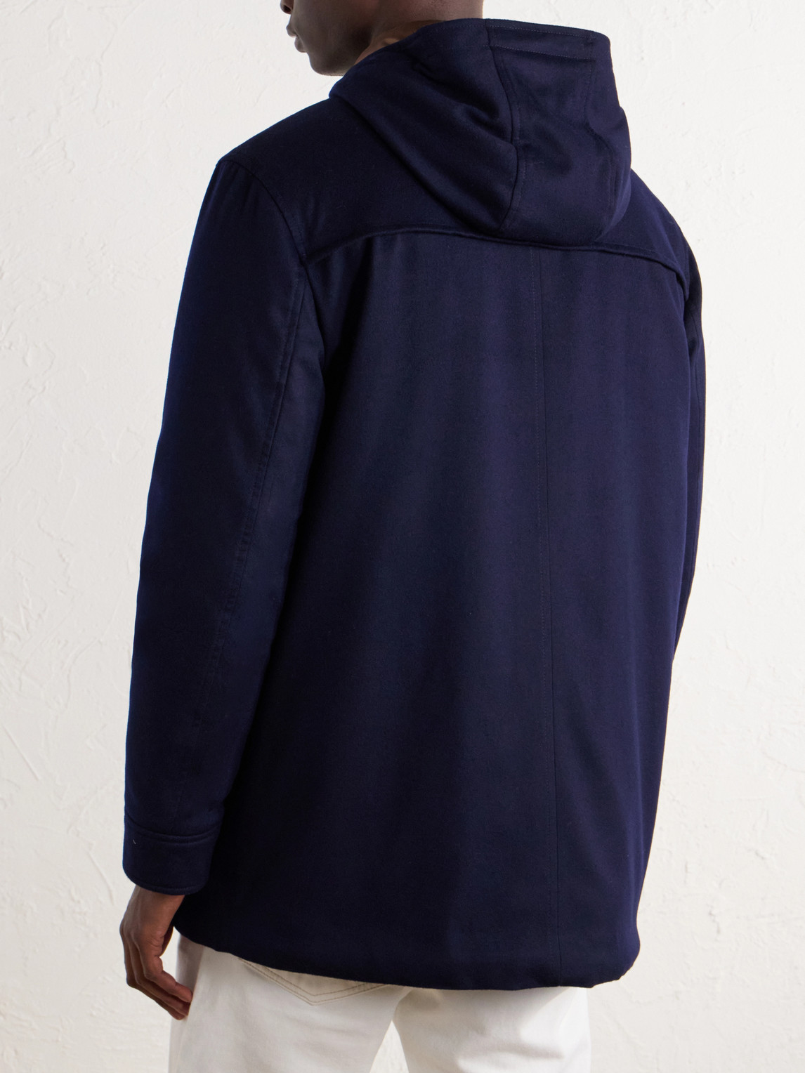 Montgomery Hooded Leather-Trimmed Wool And Cashmere-Blend Padded Parka