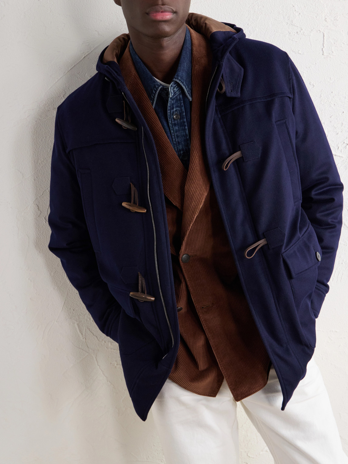 Montgomery Hooded Leather-Trimmed Wool And Cashmere-Blend Padded Parka