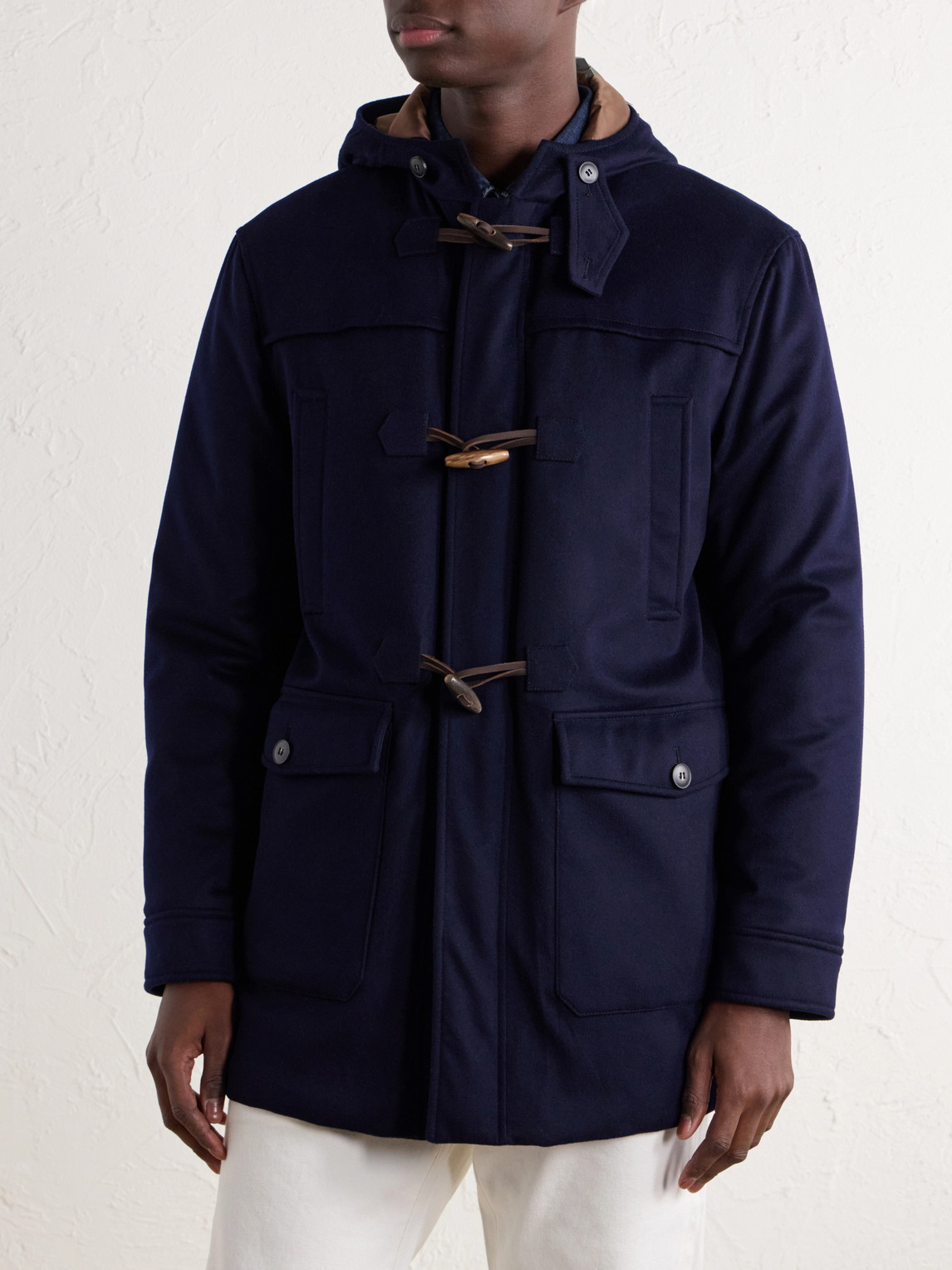 Montgomery Hooded Leather-Trimmed Wool And Cashmere-Blend Padded Parka