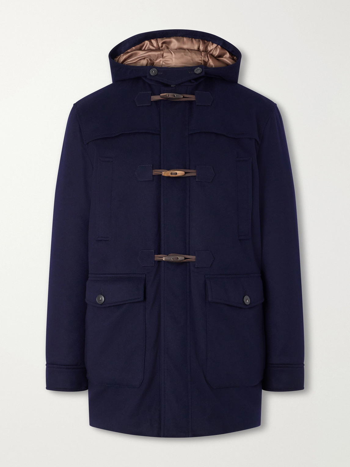 Montgomery Hooded Leather-Trimmed Wool And Cashmere-Blend Padded Parka