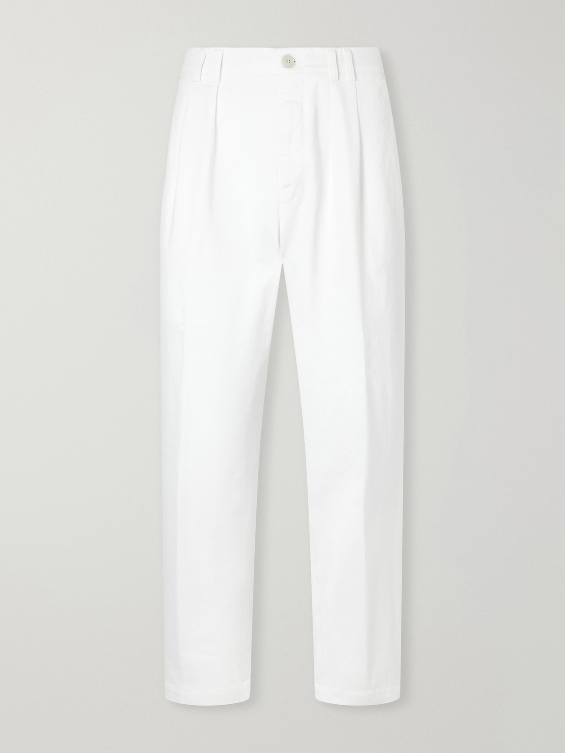 Tapered Pleated Cotton-Twill Trousers