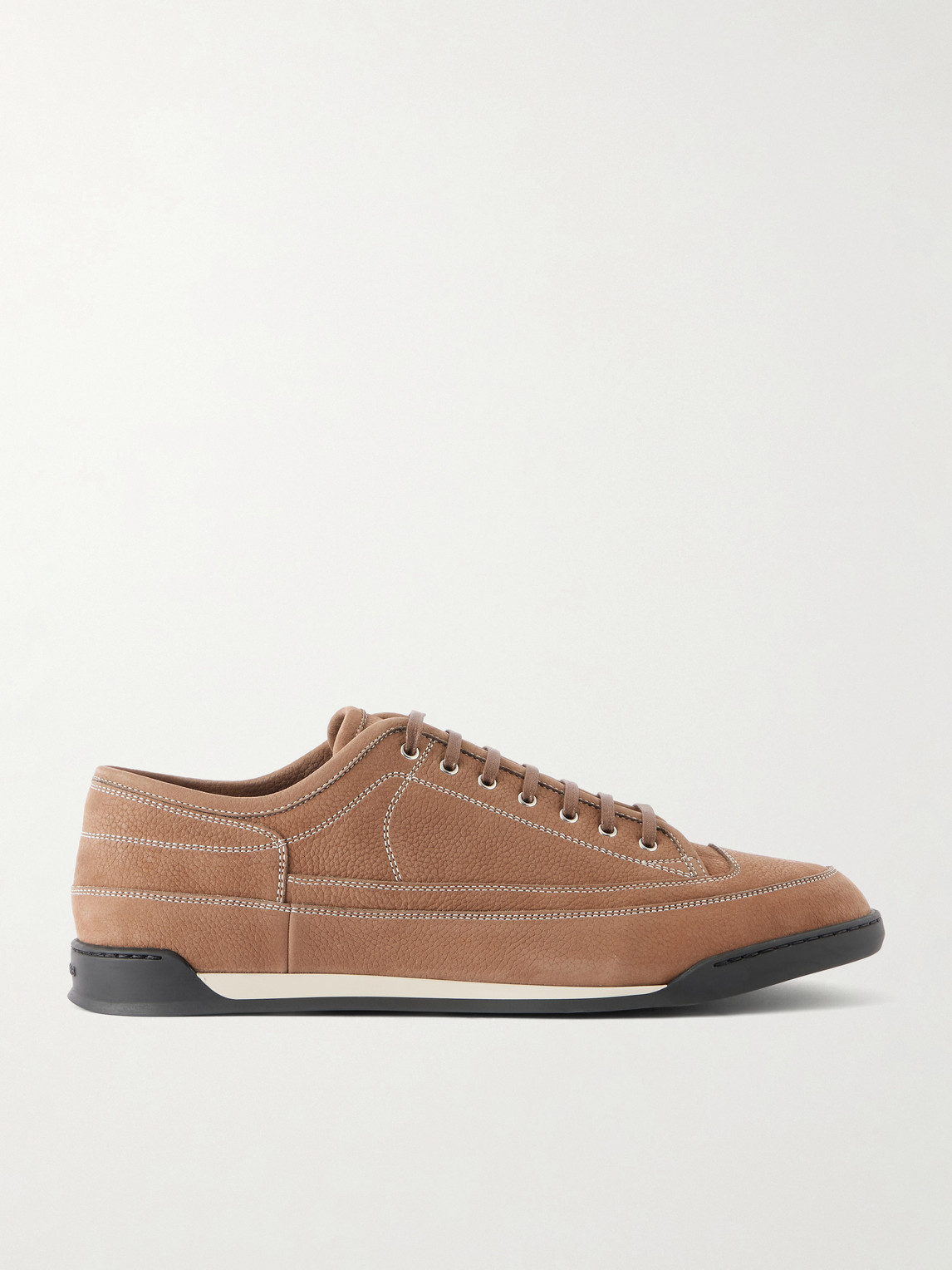 John Lobb Court Panelled Nubuck Sneakers In Brown